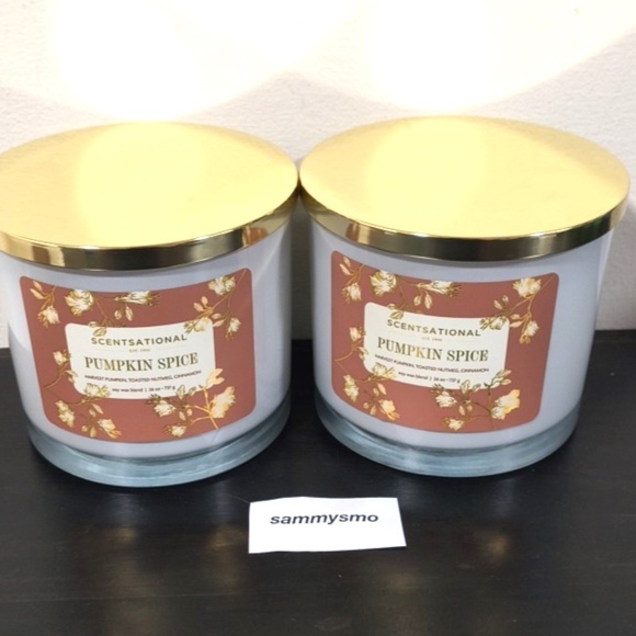 Scentsational PUMPKIN SPICE Candle Soy wax Blend Fall Scent, cinnamon 26oz x2 - Picture 1 of 6